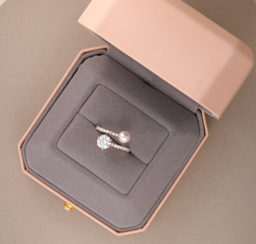 Pearl Diamond TOI ET MOI Open Ring