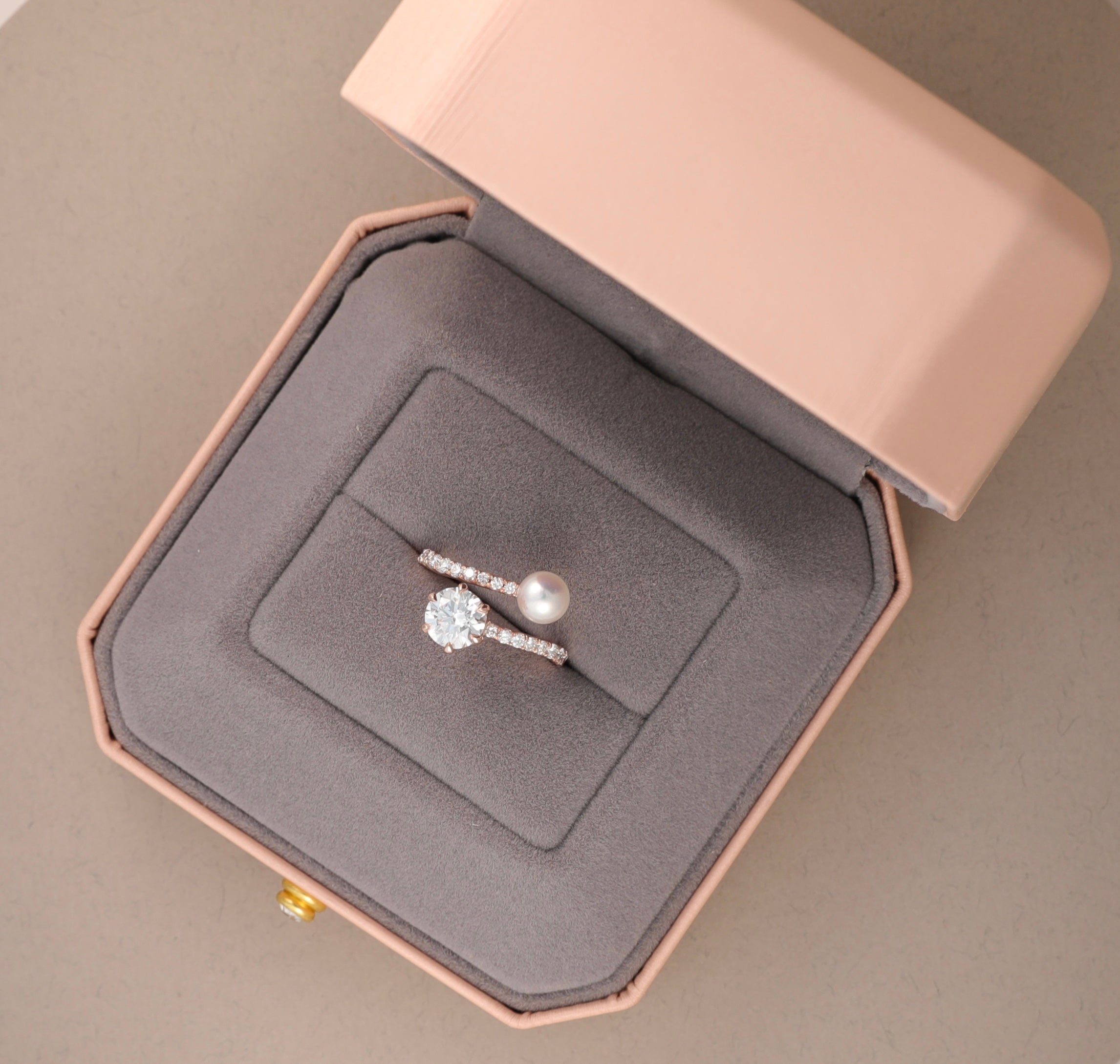 Pearl Diamond TOI ET MOI Open Ring