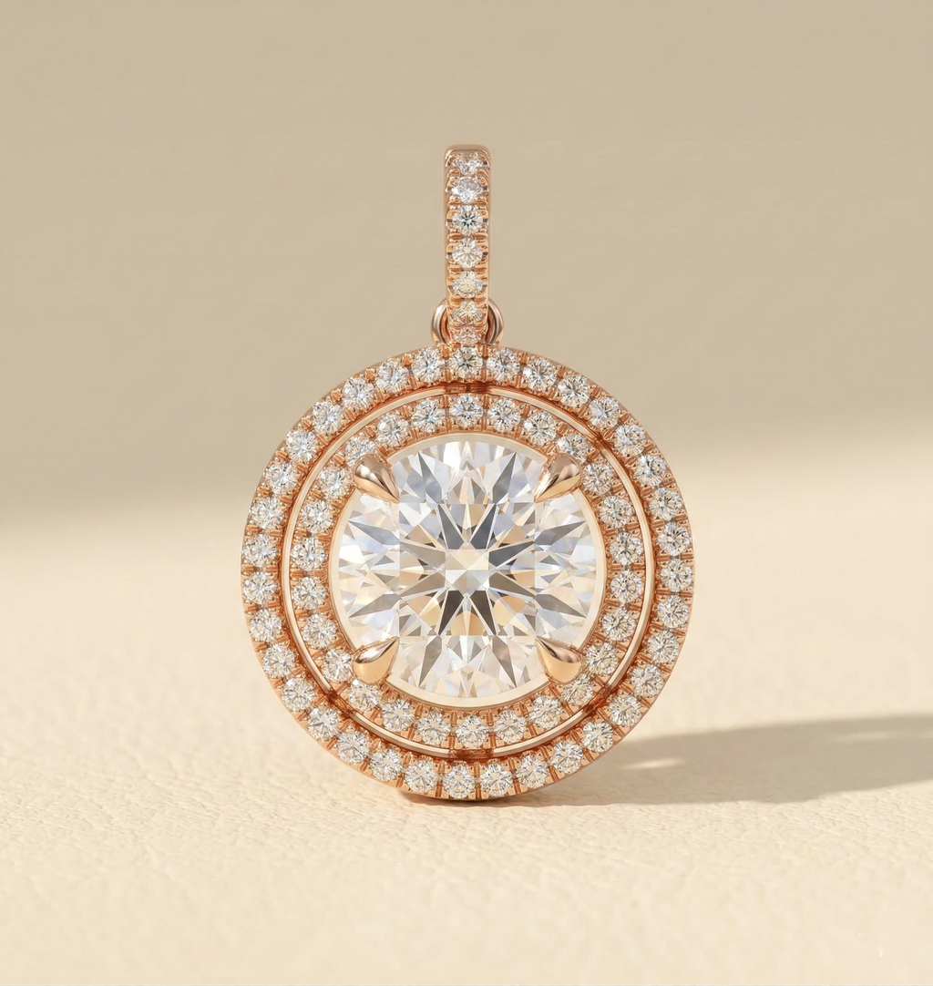 Lab Diamond Round Halo Pendant