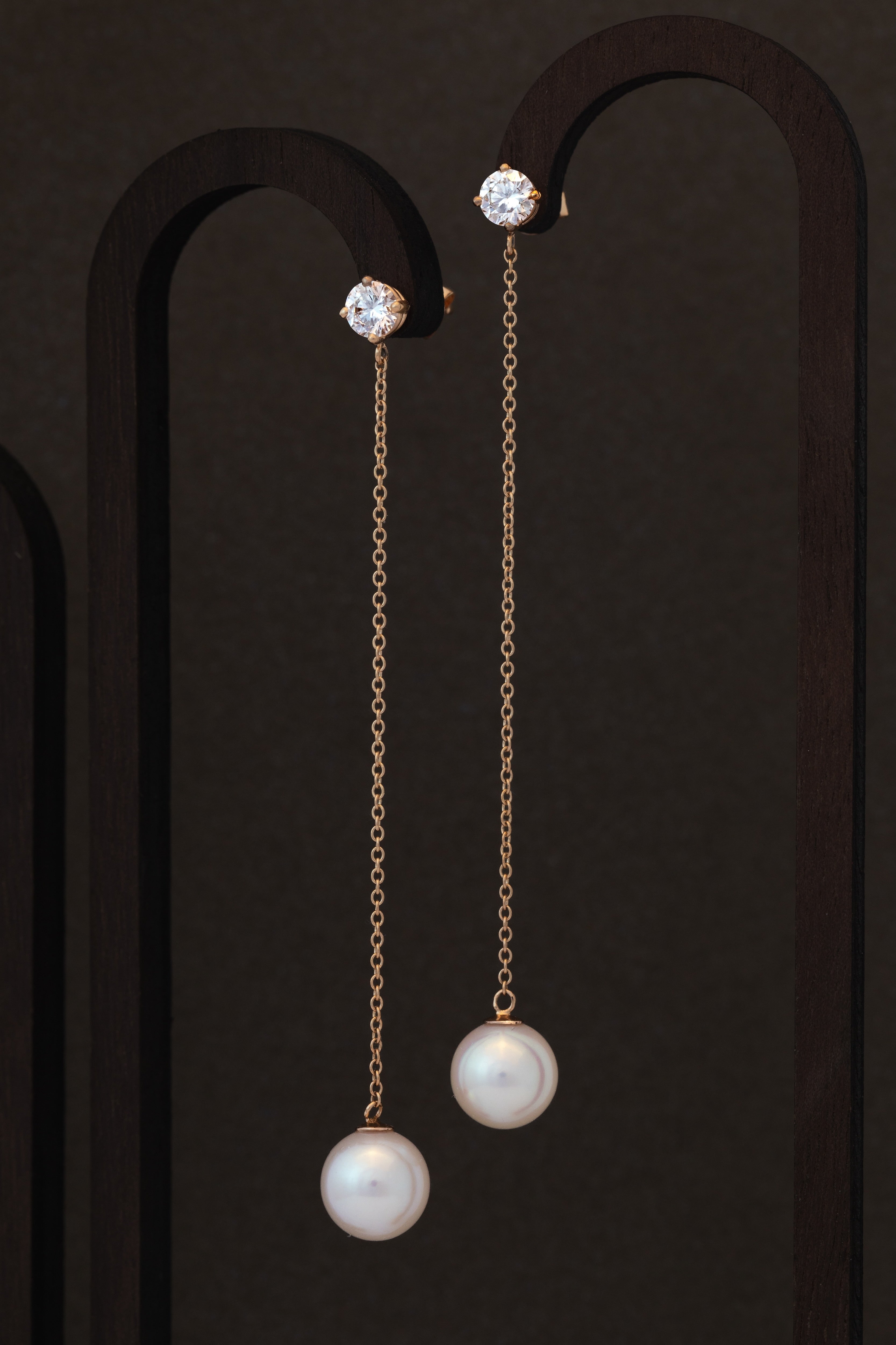 Dangling Diamond Pearl Earring Drops