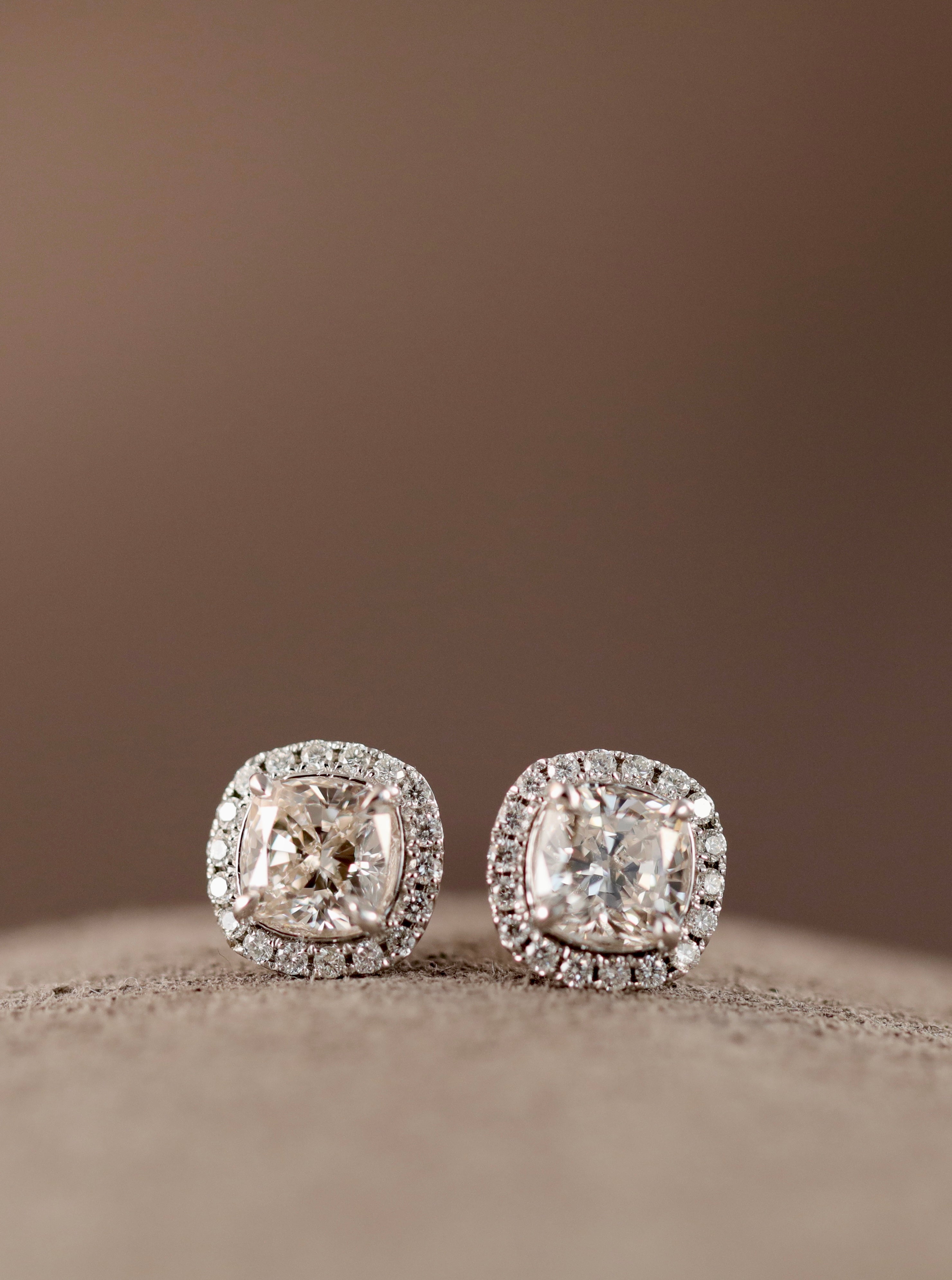 Cushion-cut Halo Earrings