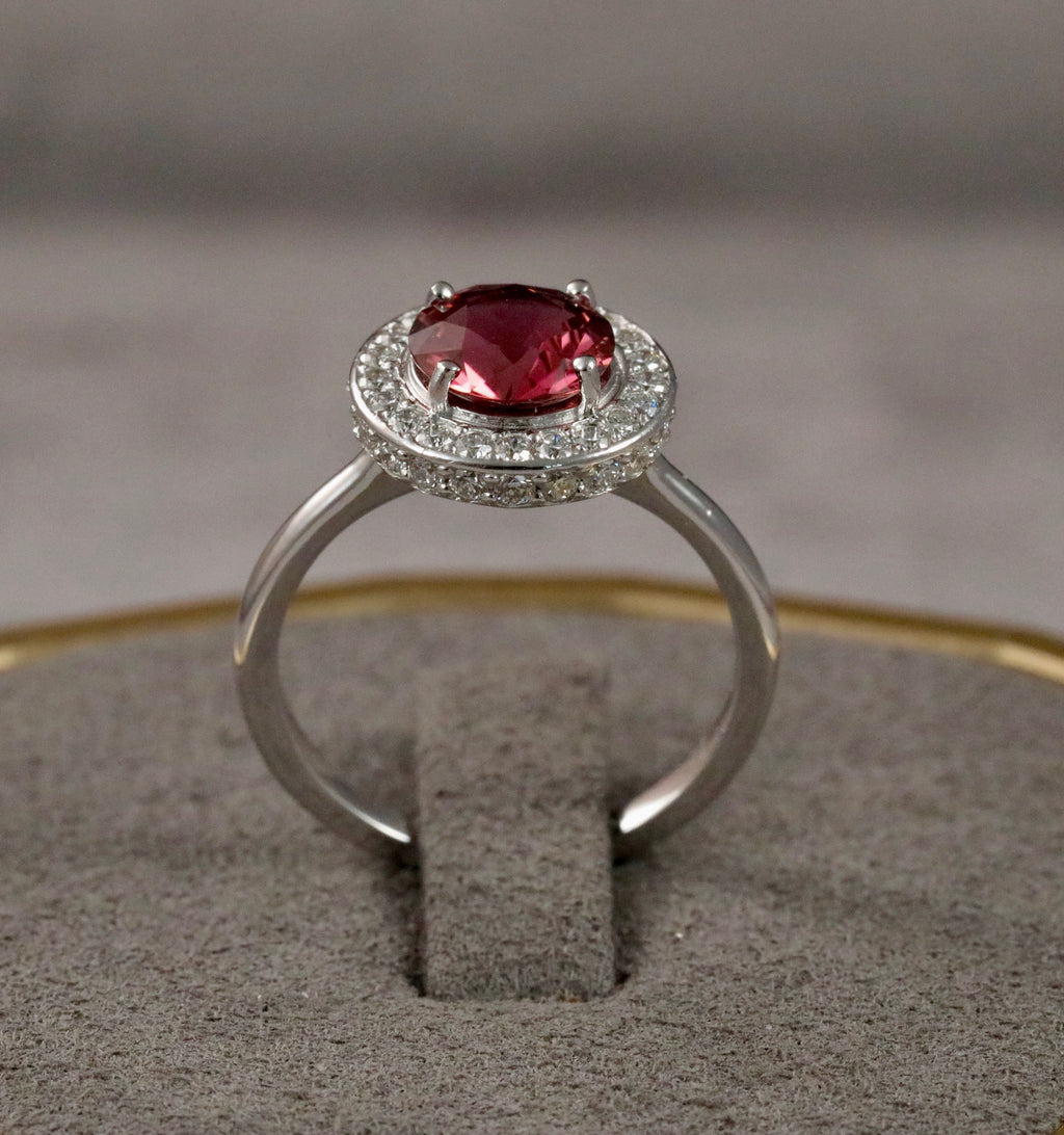 AURORA Rubellite Halo ring