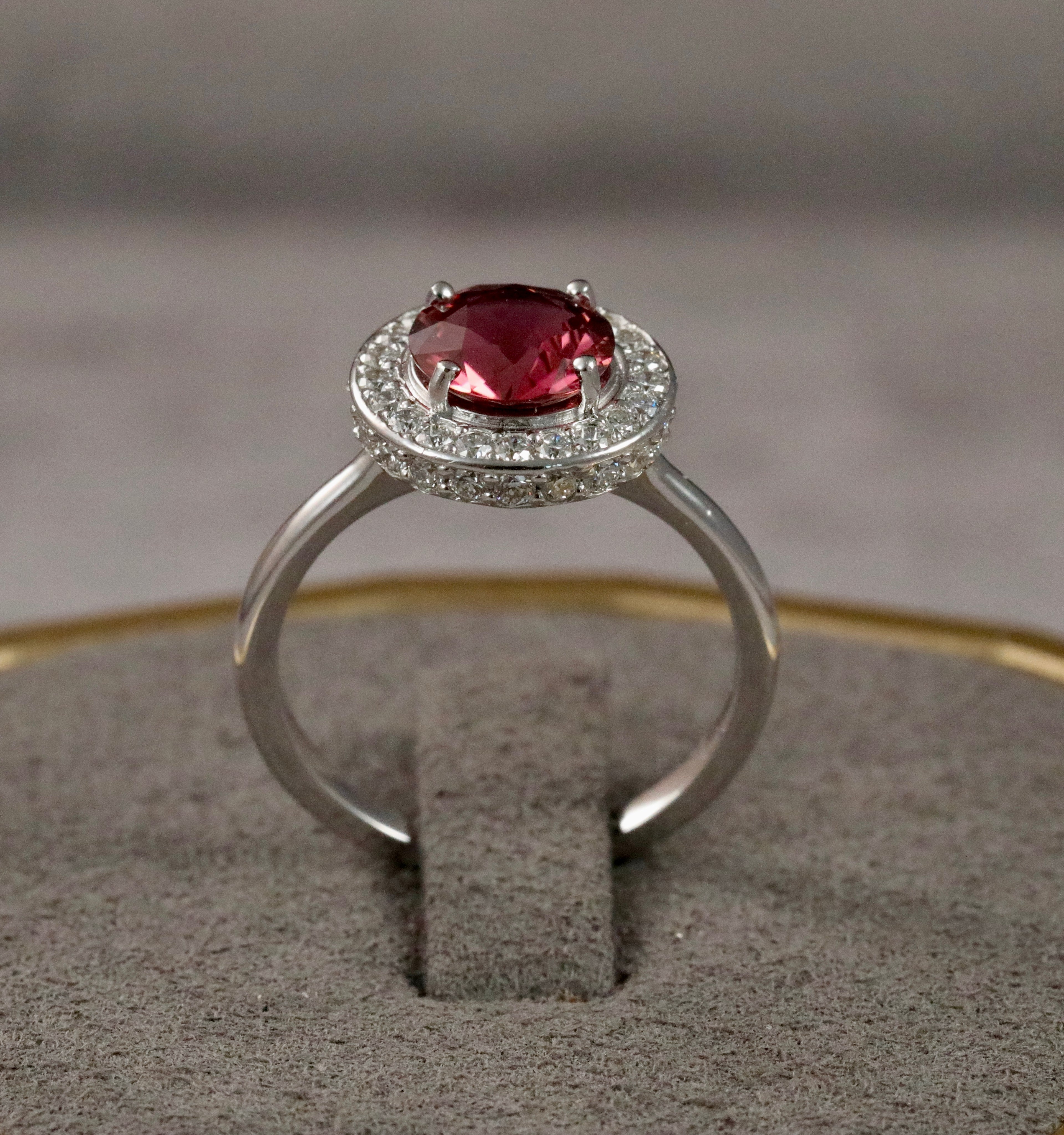 AURORA Rubellite Halo ring