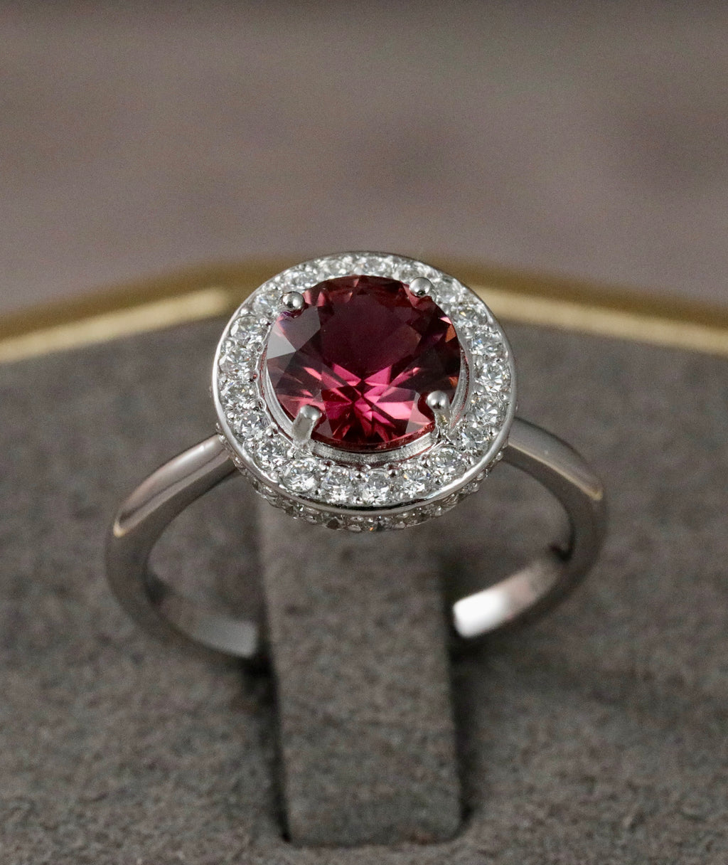AURORA Rubellite Halo ring