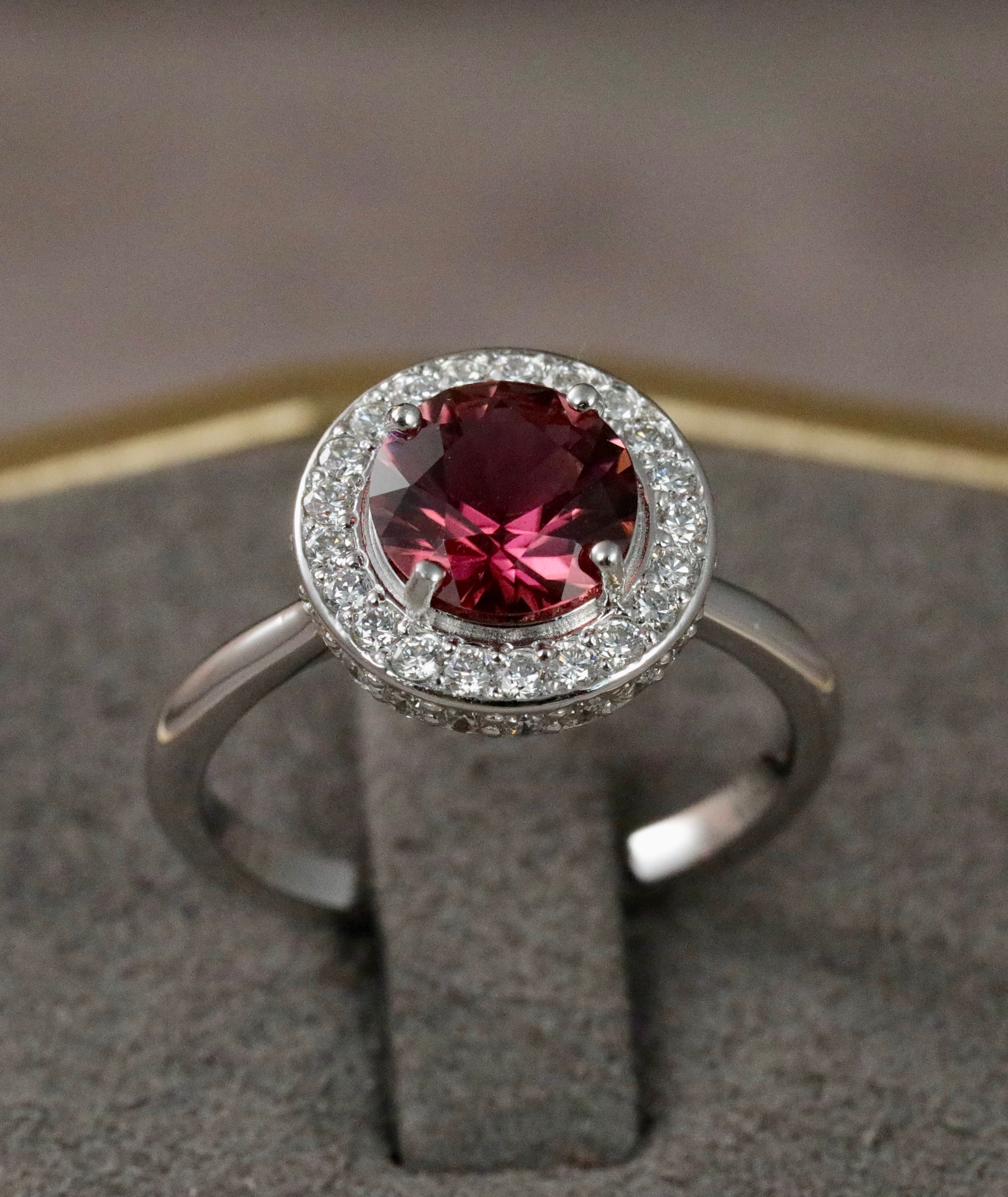 AURORA Rubellite Halo ring