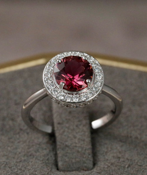 AURORA Rubellite Halo ring