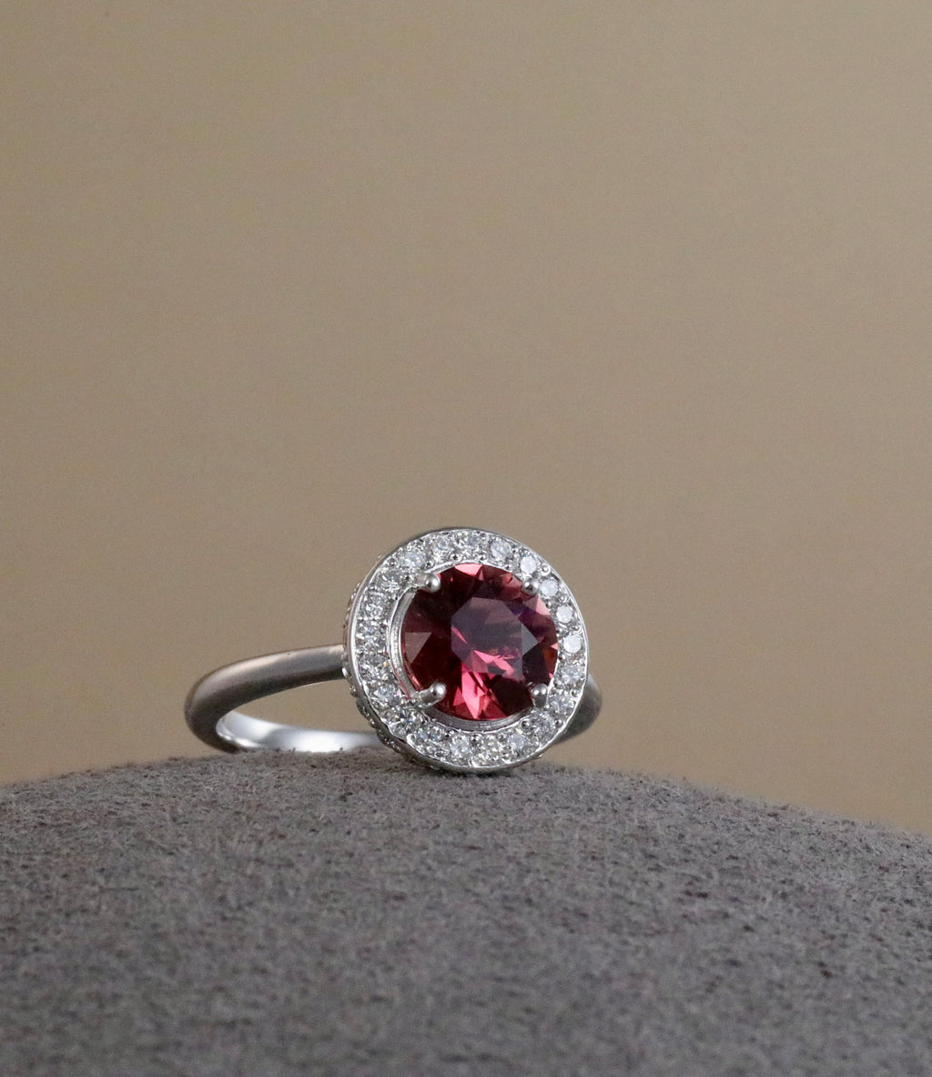 AURORA Rubellite Halo ring
