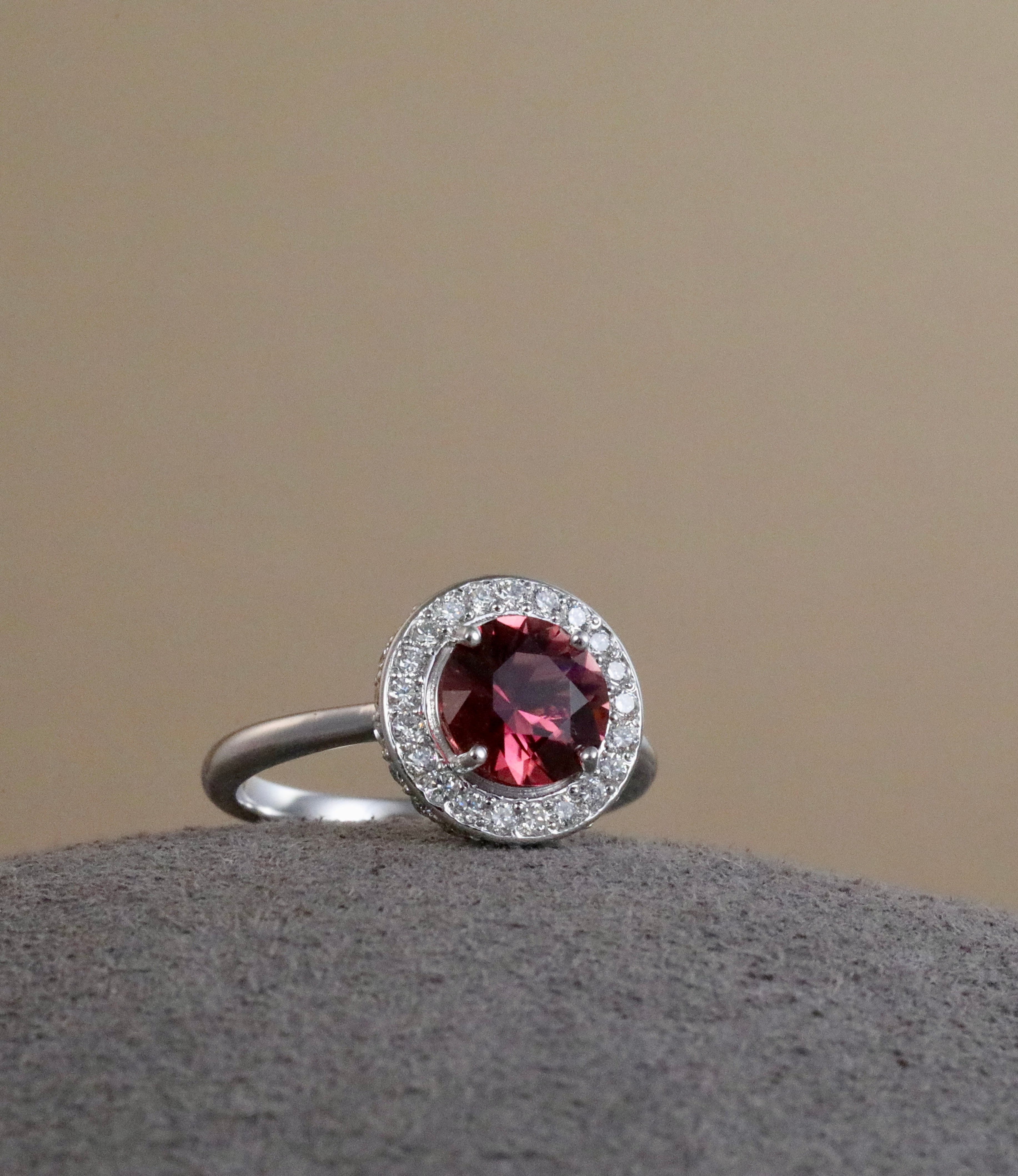 AURORA Rubellite Halo ring