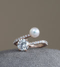 Pearl Diamond TOI ET MOI Open Ring
