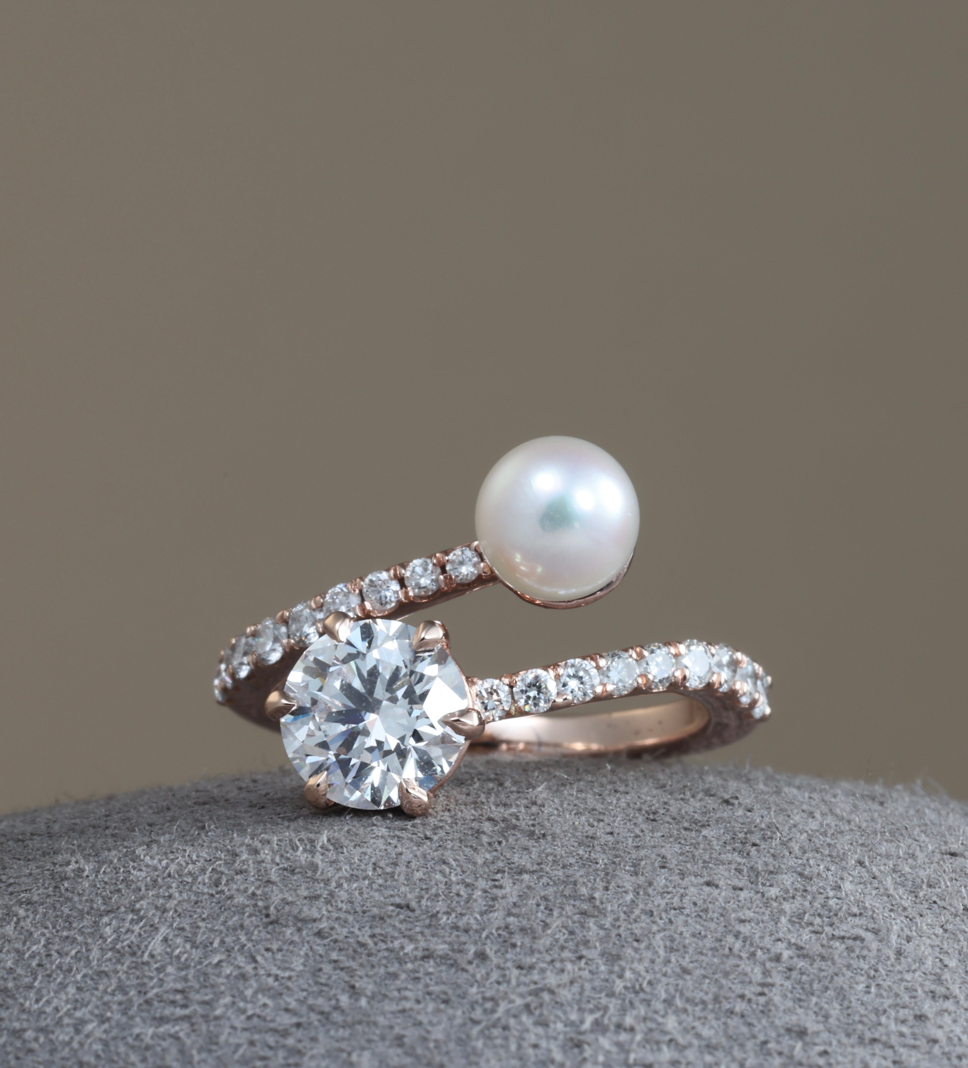 Pearl Diamond TOI ET MOI Open Ring