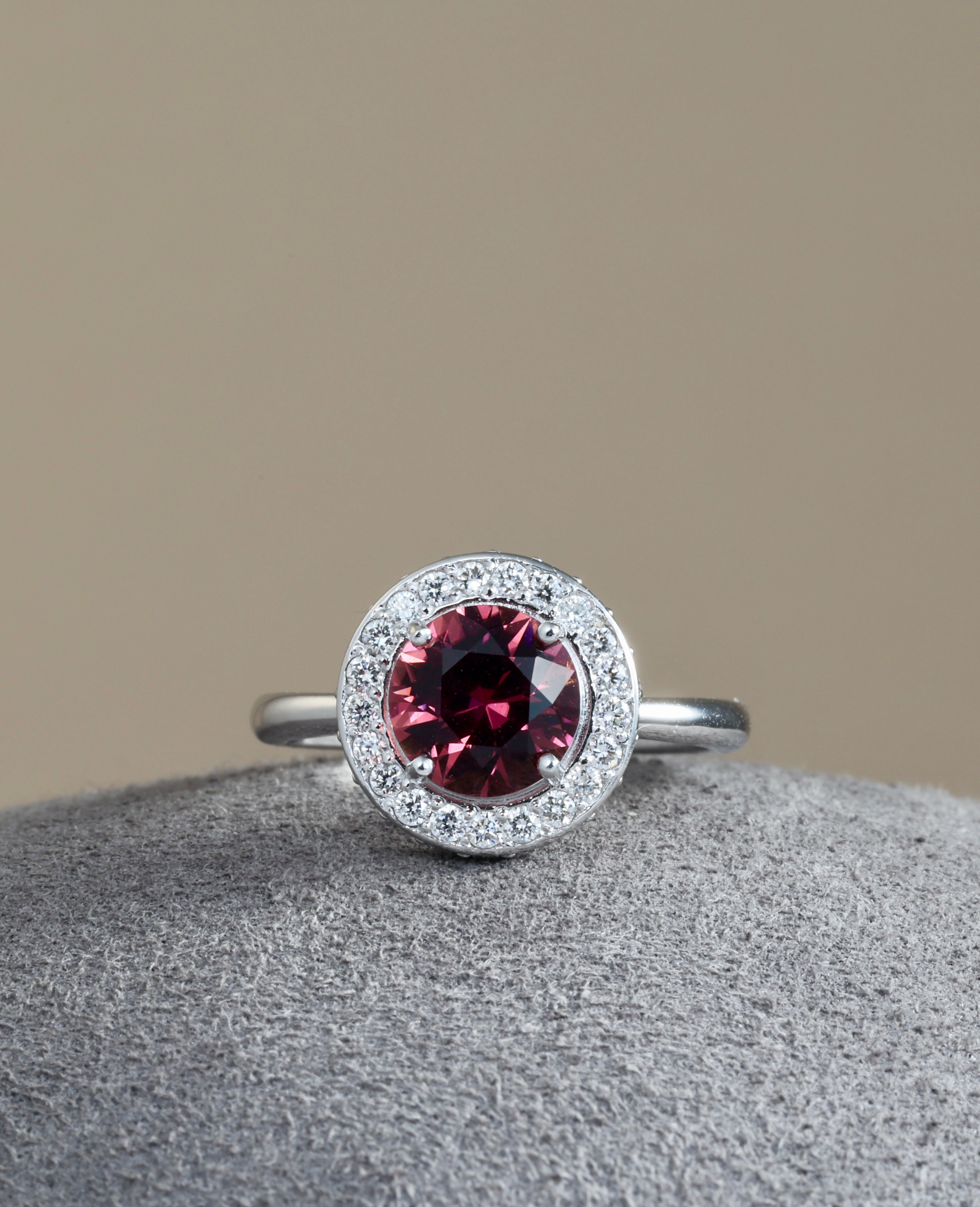 AURORA Rubellite Halo ring