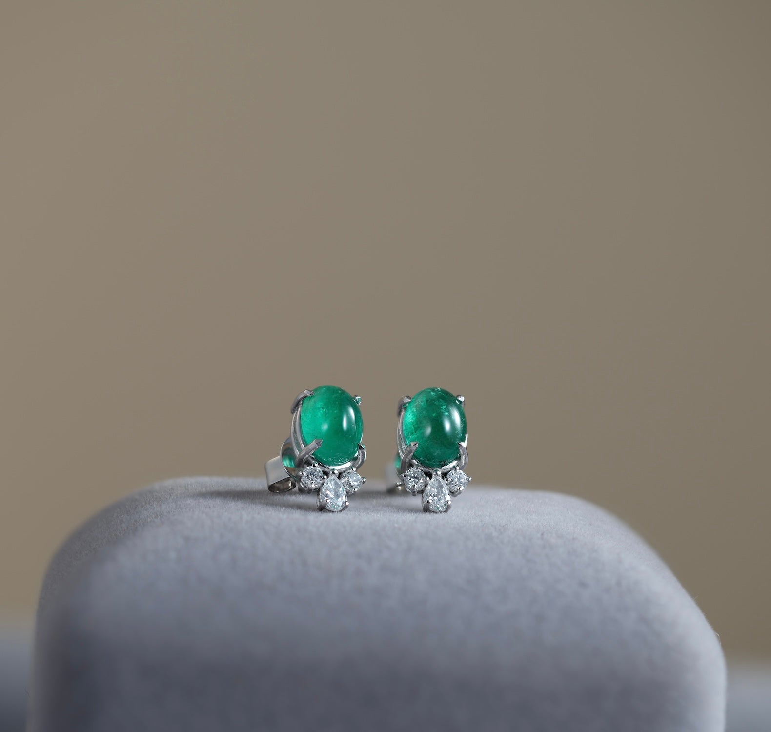 Emerald Cabochon Earrings