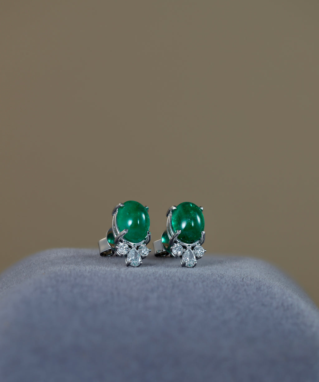 Emerald Cabochon Earrings
