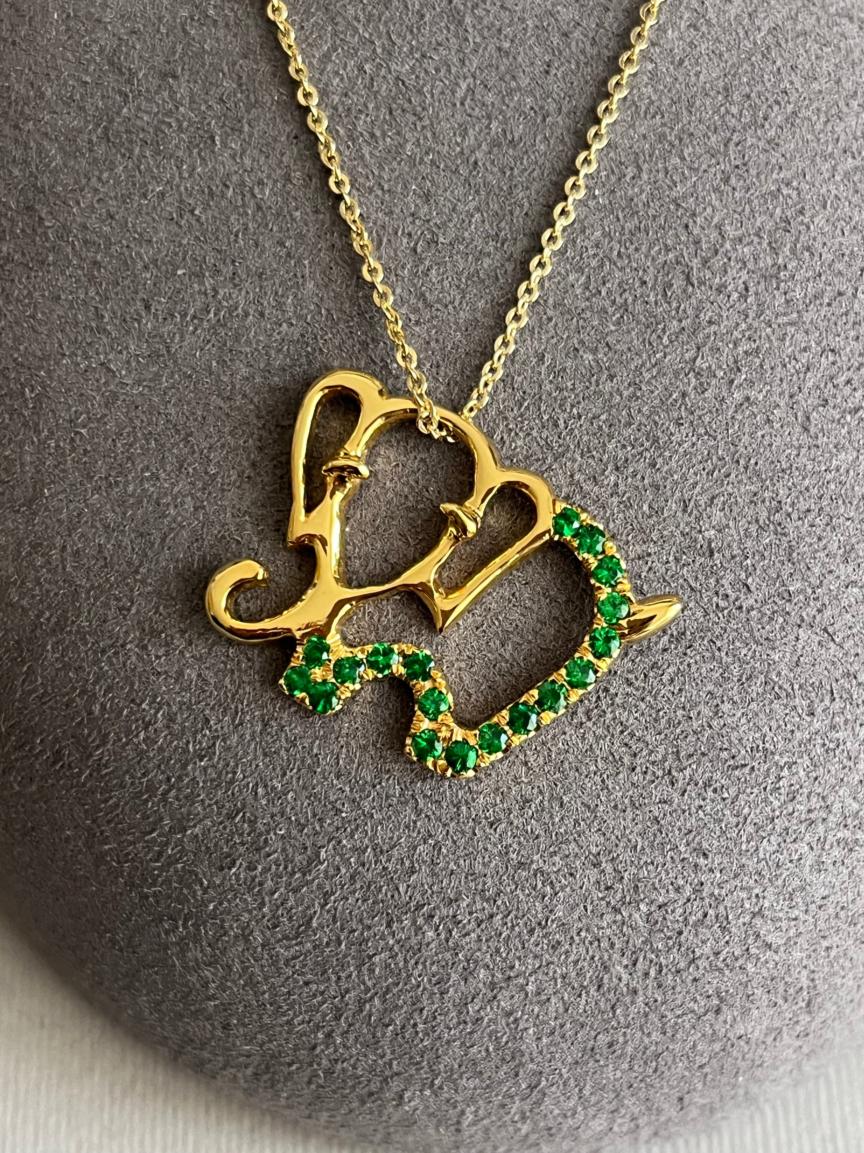 Tsavorite Elephant Pendant