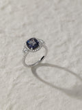 Cushion-cut Spinel Ring with Diamond Halo